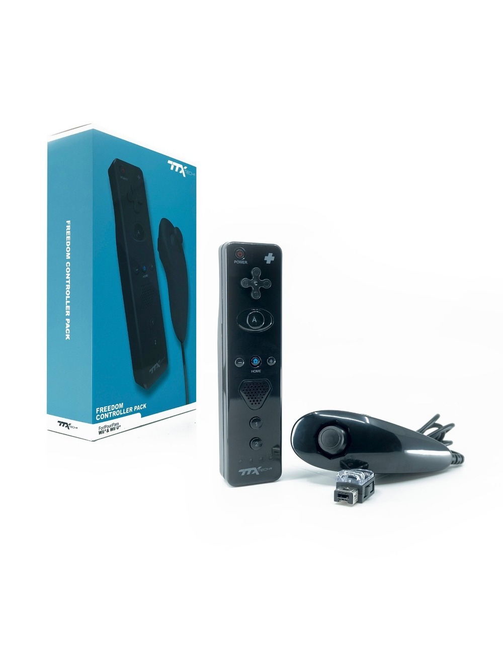 Wireless Remote Control w/ Action Plus & Nunchuk for Wii and Wii U - Black